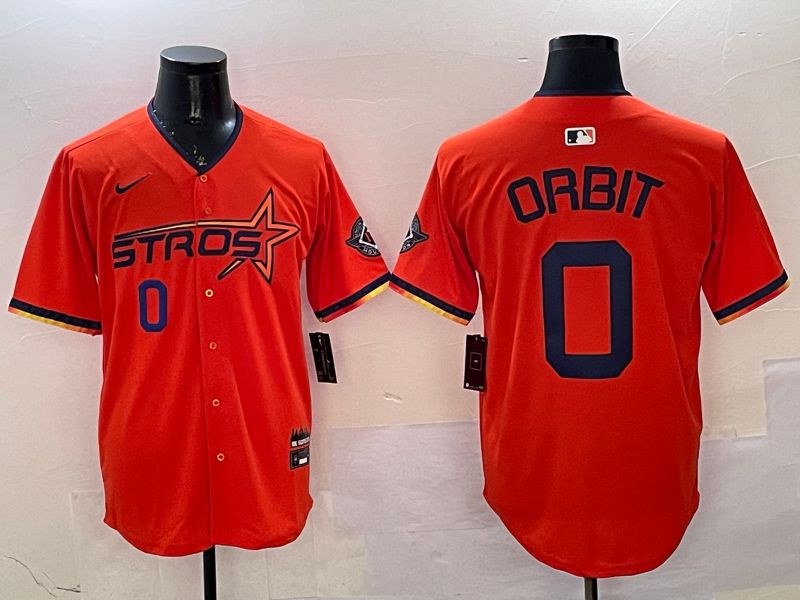 Men Houston Astros #0 Orbit Orange Three generations Joint Name 2025 Nike MLB Jersey style 9